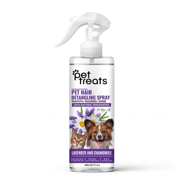 Pet Hair Detangling Spray – Lavender & Chamomile for Dogs & Cats | Softens, Soothes & Conditions Fur 200 ML